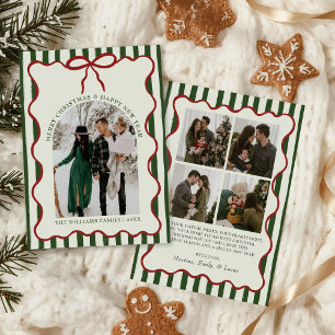 Whimsical Bow Merry Christmas Family Photo Holiday Card