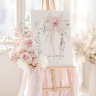 Whimsical Bow Neutral Baby Shower Welcome Foam Board