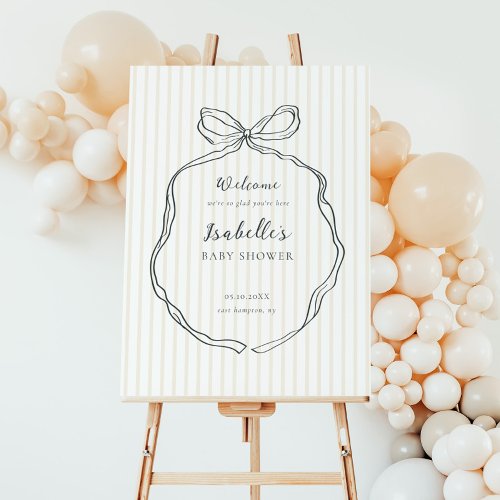 Whimsical Bow Neutral Baby Shower Welcome Sign