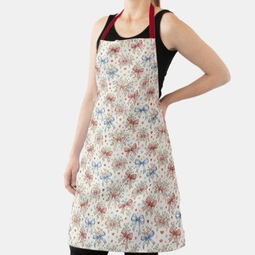 Whimsical Bow‑Pattern Garden Style Apron