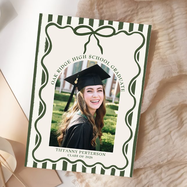 Whimsical Bow Photo Graduation Party Invitation (Creator Uploaded)