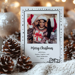 Whimsical Bow Photo Merry Christmas Holiday Card