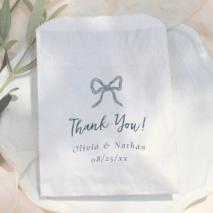 Whimsical Bow Retro Blue Simple Wedding Thank You Favor Bag