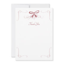 Whimsical Bow Ribbon Thank You Cards