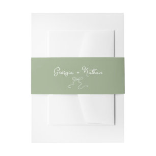Whimsical Bow Sage Green Invitation Belly Band