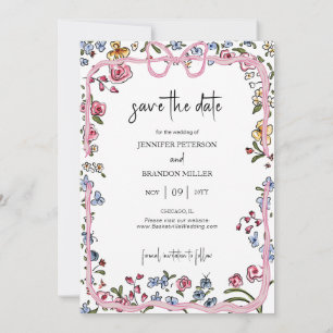 Whimsical Bow Save the Date Photo Invitation