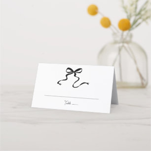 Whimsical Bow Wedding Folded Place Card