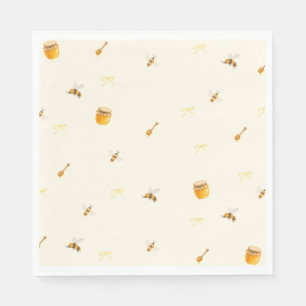 Whimsical Bow Yellow Honey Bee Baby Shower Napkins