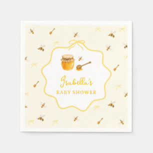 Whimsical Bow Yellow Honey Bee Baby Shower Napkins