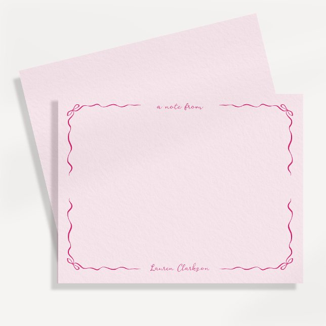 Whimsical Bows Pink Border Note Card (Creator Uploaded)