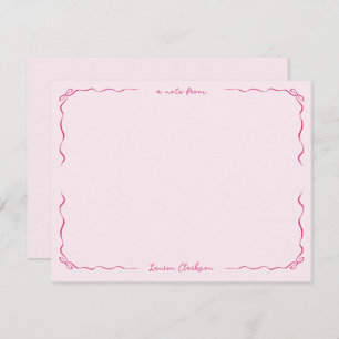 Whimsical Bows Pink Border Note Card