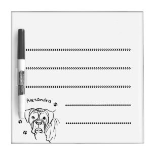 Whimsical Boxer: Editable Text Line Art Dry Erase Board