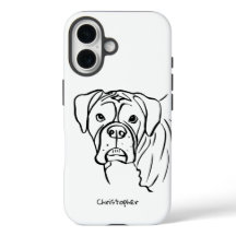 Whimsical Boxer: Editable Text Line Art Phone Cas