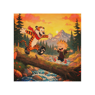 Whimsical Boy and Tiger Wilderness Adventure Art