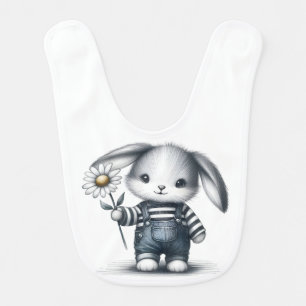 Whimsical Boy Bunny Baby Bib