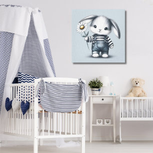 Whimsical Boy Bunny Canvas Print