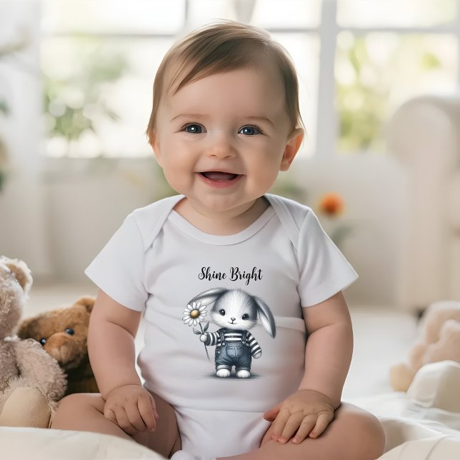 Whimsical Boy Bunny Motivational Baby Bodysuit (Creator Uploaded)