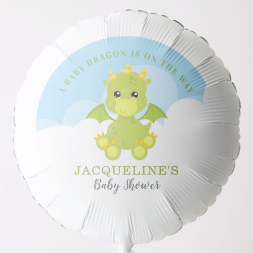 Whimsical Boy Dragon Baby Shower Balloon