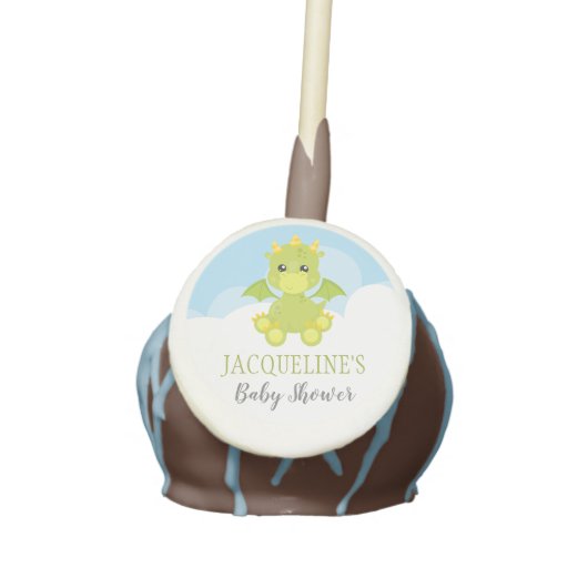 Whimsical Boy Dragon Baby Shower Cake Pops (Front)