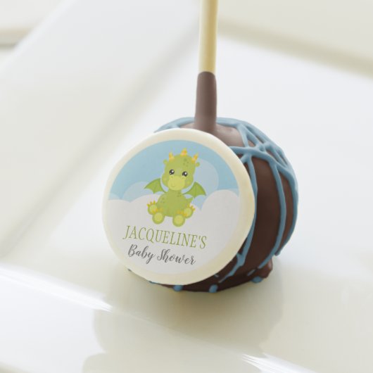 Whimsical Boy Dragon Baby Shower Cake Pops (Front Insitu)