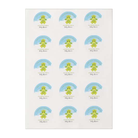 Whimsical Boy Dragon Baby Shower Edible Frosting Rounds (Sheet)