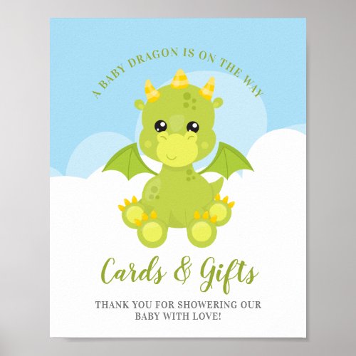 Whimsical Boy Dragon Baby Shower  Poster