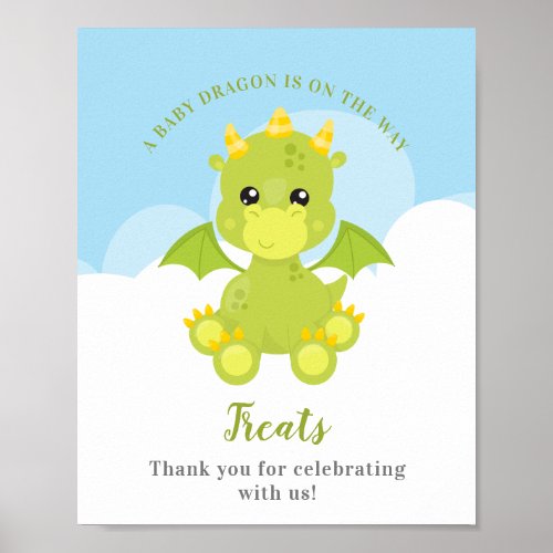 Whimsical Boy Dragon Baby Shower Treats Poster