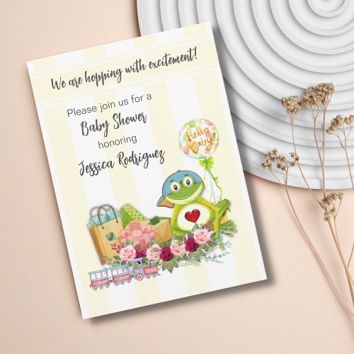 Whimsical Boy Frog Baby Shower Invitation 