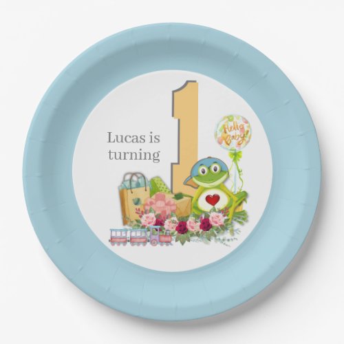Whimsical Boy Frog  Personalized Birthday  Paper Plates