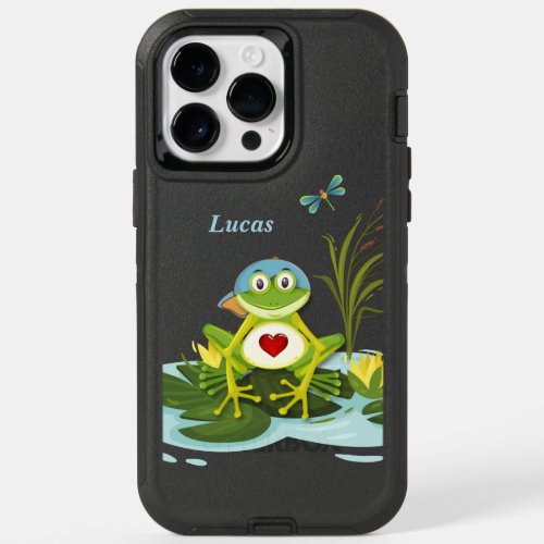 Whimsical Boy Frog  Personalized OtterBox iPhone 14 Pro Max Case