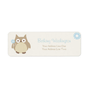 Whimsical Boy Owl Baby Shower Label