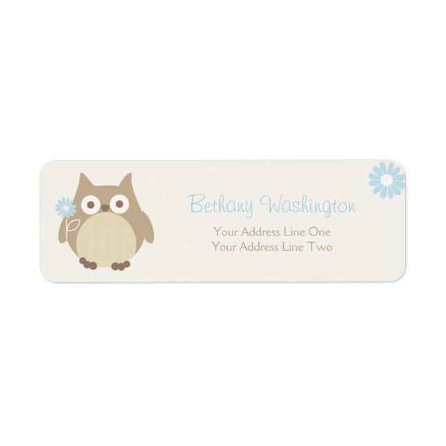 Whimsical Boy Owl Baby Shower Label (Front)