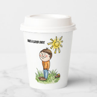 Whimsical Boy with Toy Car Paper Cups