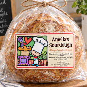 Whimsical Bread Baking Cute Baker Girl Rectangular Sticker