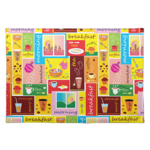 Whimsical Breakfast Pattern Cloth Placemat