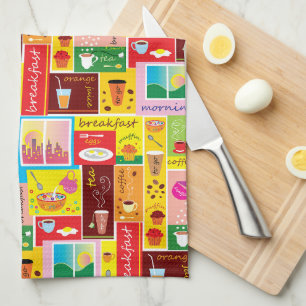 Whimsical Breakfast Pattern Kitchen Towel