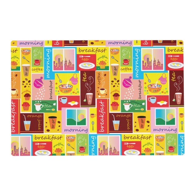 Whimsical Breakfast Pattern Placemat (Front)