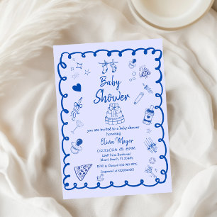 whimsical Brewing Coffee Hand Drawn Baby Shower Invitation