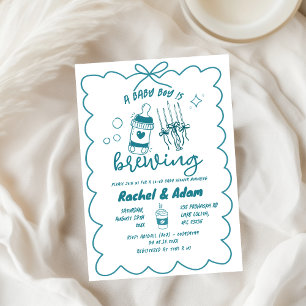 whimsical Brewing Coffee Hand Drawn Baby Shower Invitation