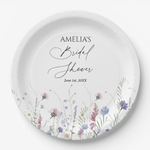 Whimsical Bridal Shower Paper Napkins Purple Paper Plates