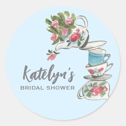 Whimsical Bridal Shower Tea Party   Classic Round Sticker