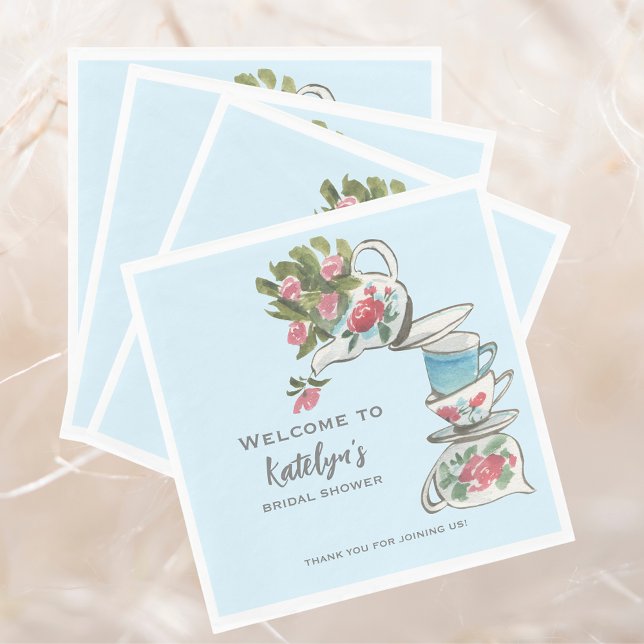 Whimsical Bridal Shower Tea Party Napkins (Creator Uploaded)