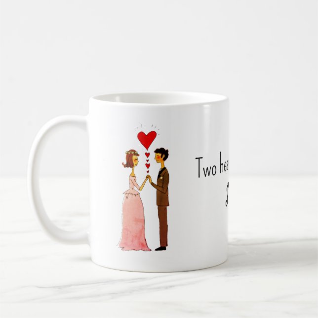 Whimsical Bride and Groom in Love Wedding Coffee Mug (Left)