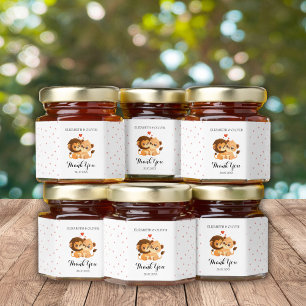 Whimsical Bride and Groom Lions Honey Jar Favors