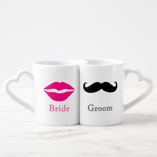 Whimsical Bride and Groom Mug Set