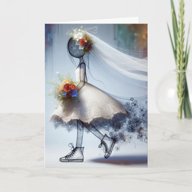 Whimsical Bride In Sneakers Card (Front)