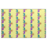 Whimsical Bright Colorful Paisley Elephants Yellow Fabric