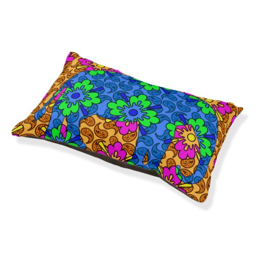 Whimsical Bright Colorful Paisley Pattern Elephant Pet Bed