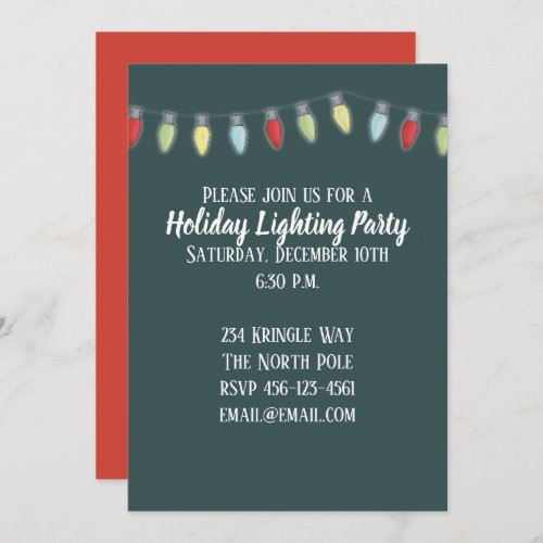 Whimsical Bright Colorful String Lights Party Invitation