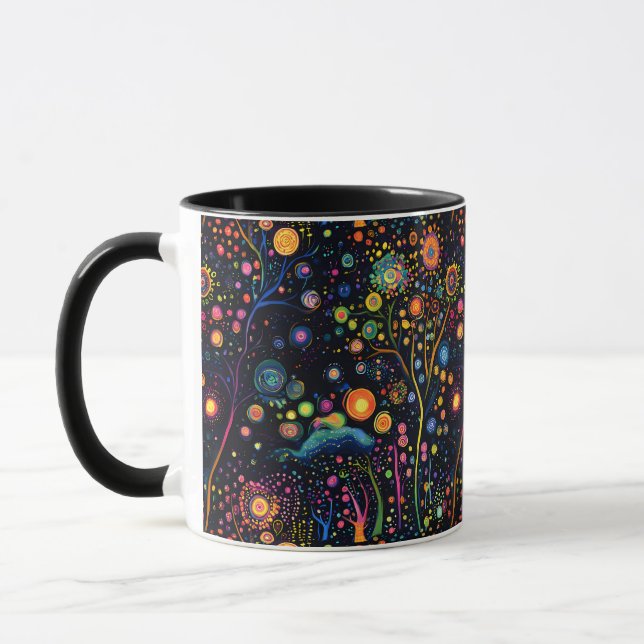 Whimsical Bright Colorful Trees Mug (Left)